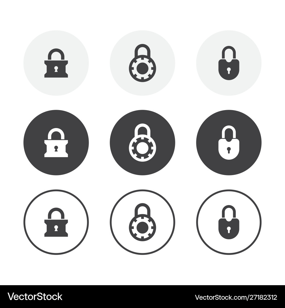 Set 3 simple design lock icons rounded Vector Image