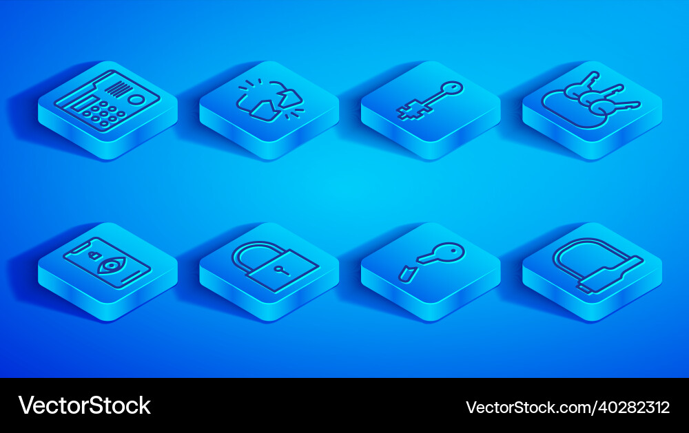 Set line house intercom system broken or cracked Set line house intercom system broken or cracked vector image
