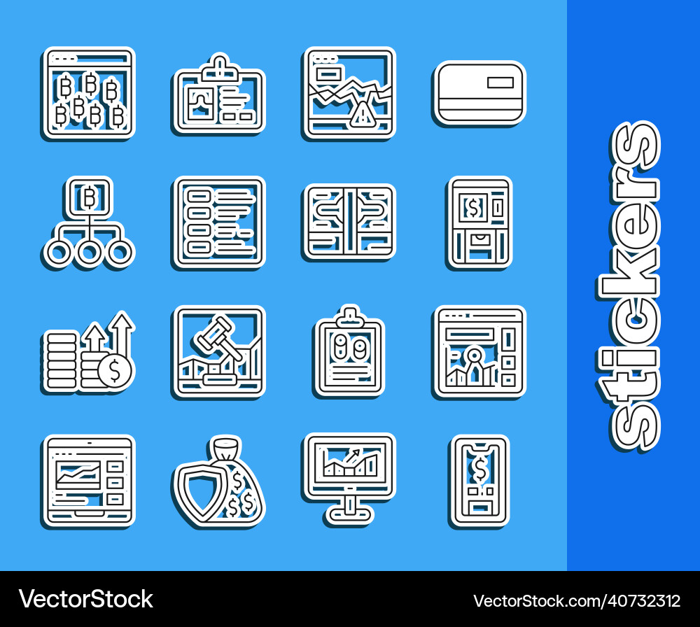 Set line mobile with dollar website growth graph vector image