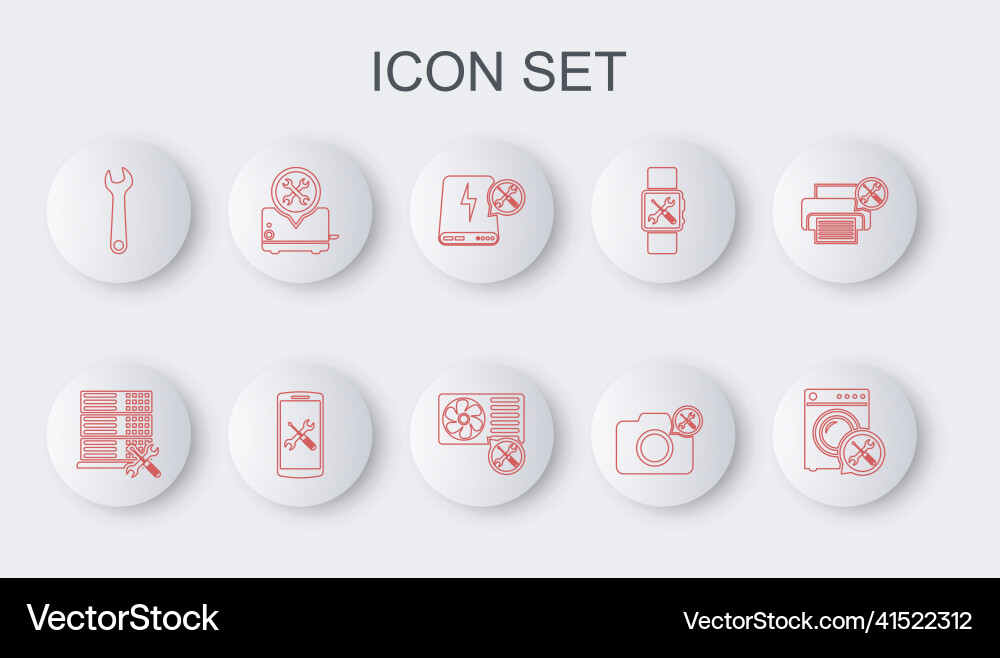 Set line washer service database server power vector image