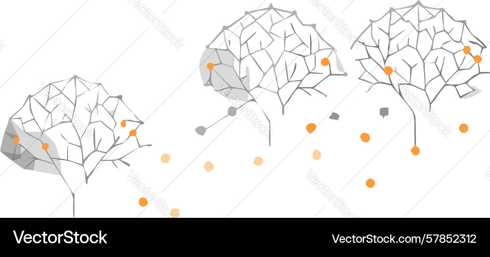 Three abstract brain models symbolizing diverse Vector Image