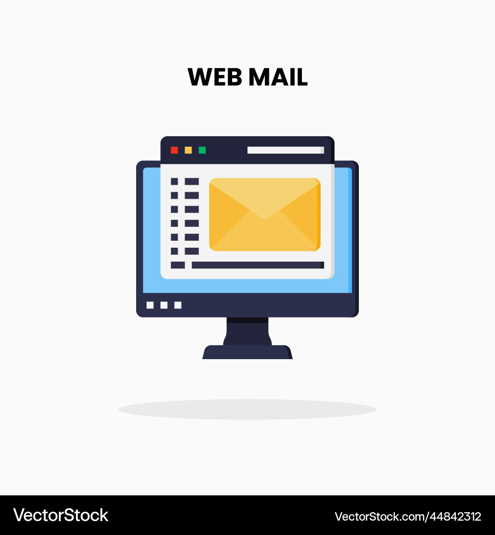 Web mail with monitor flat icon Web mail with monitor flat icon vector image
