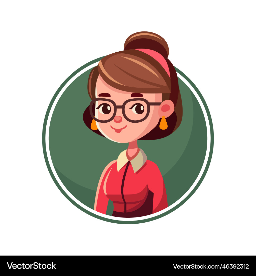 Young Teacher Cartoon - Frau mit Gläsern vektorbild