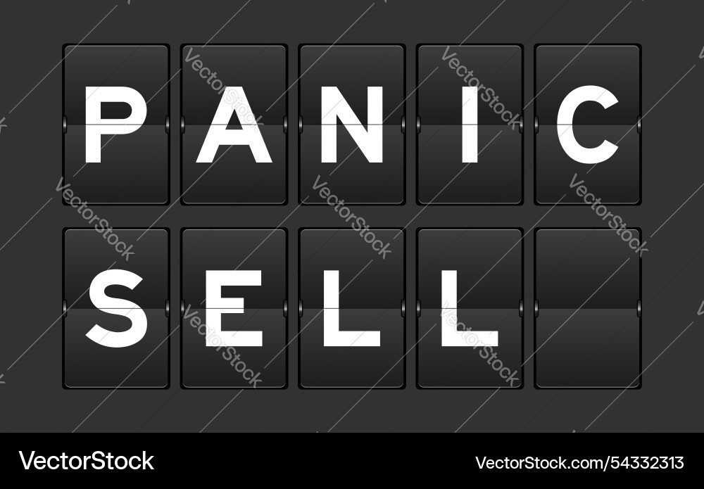 Black color analog flip board with word panic vector image