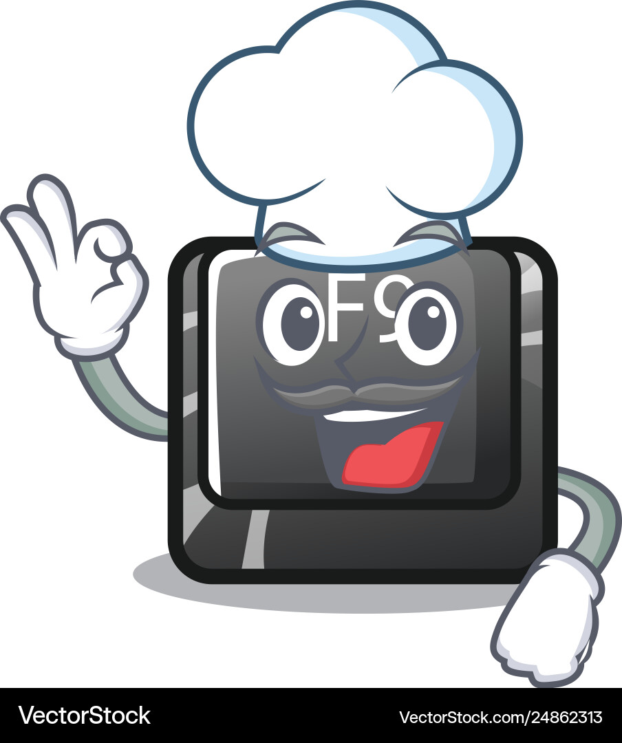 Chef f9 button installed on cartoon keyboard vector image