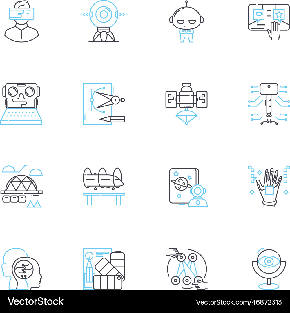 Data development linear icons set analytics Vector Image
