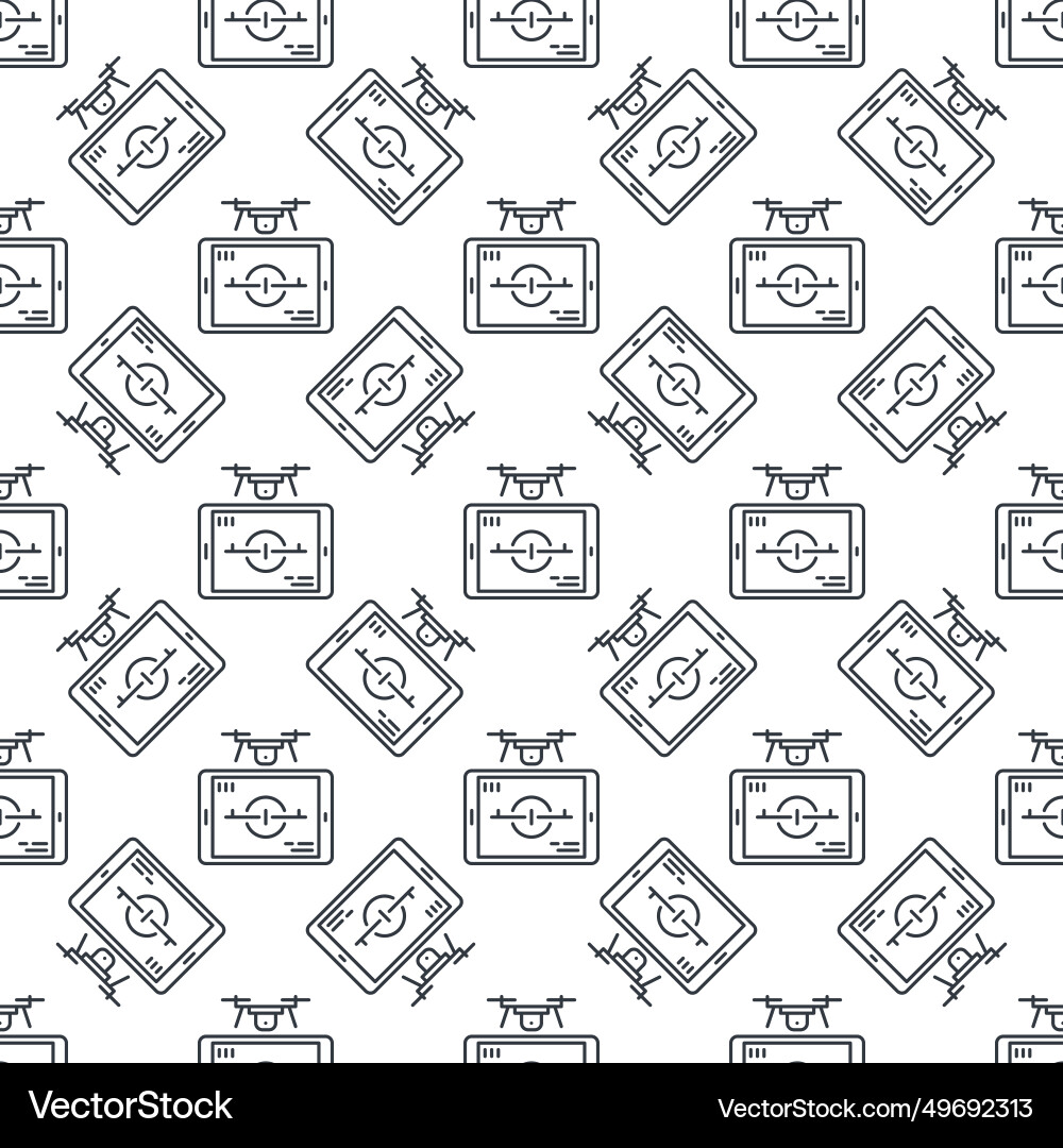 Drone with tablet quadcopter control line Drone with tablet quadcopter control line vector image