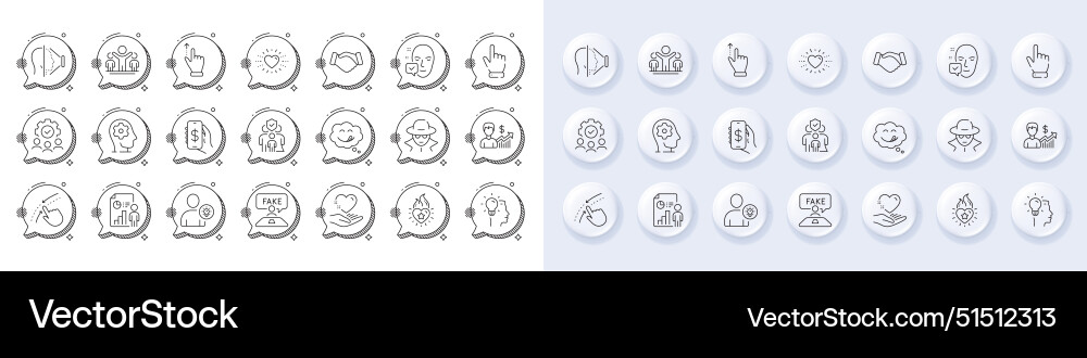 Face accepted swipe up and user idea line icons Face accepted swipe up and user idea line icons vector image