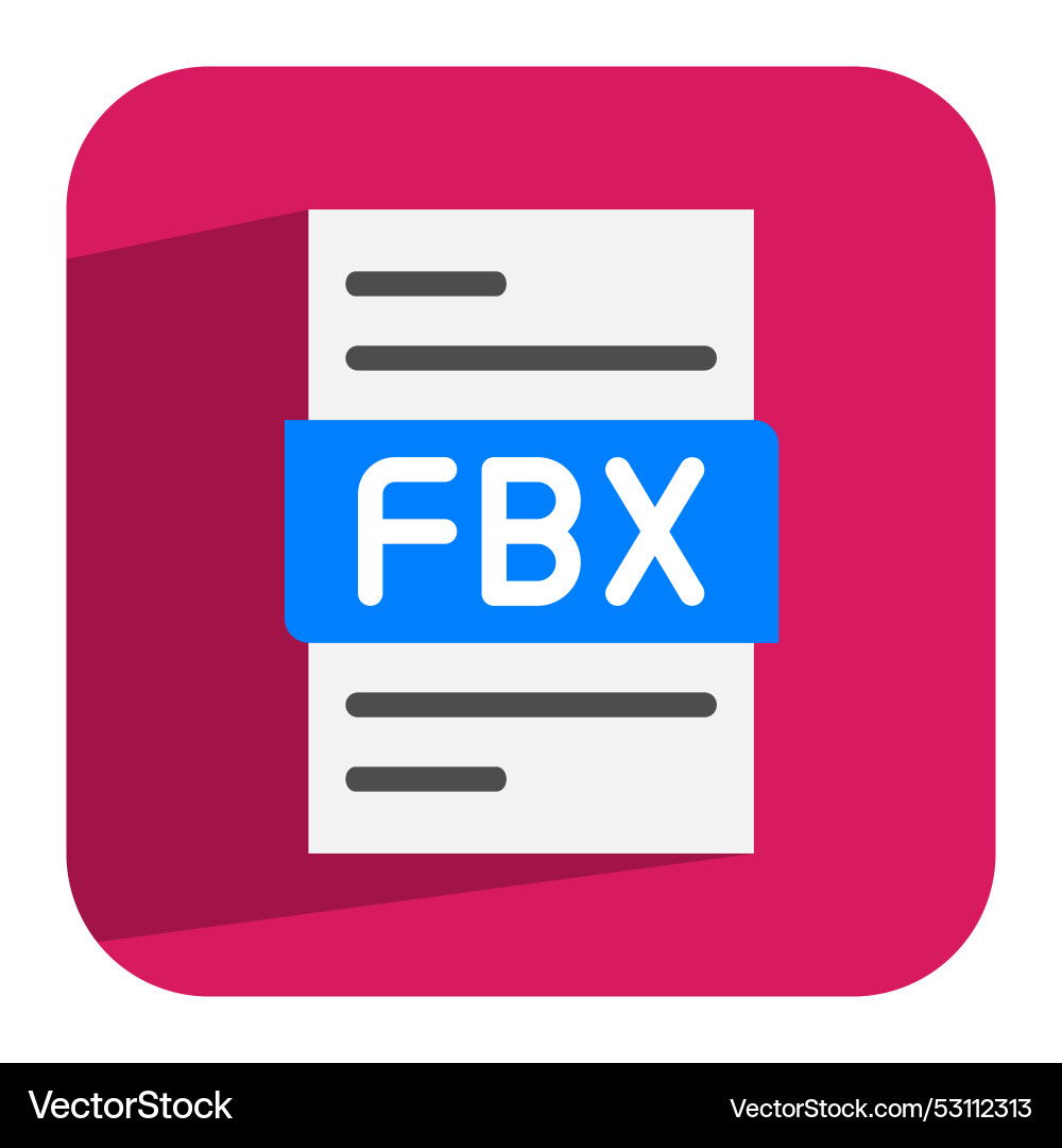 Fbx document flat icon high resolution file Vector Image