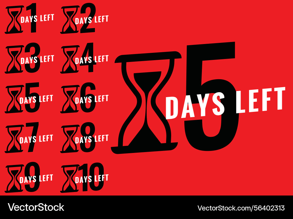 Flat countdown timer collection showing number Flat countdown timer collection showing number Vector Image
