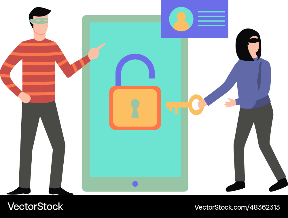 Hacker opened the mobile phone vector image