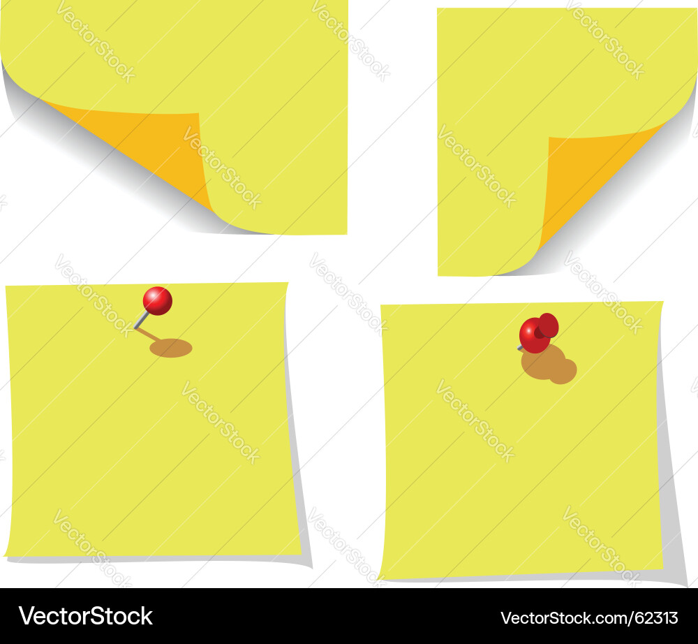 Note papers with pins Vector Image