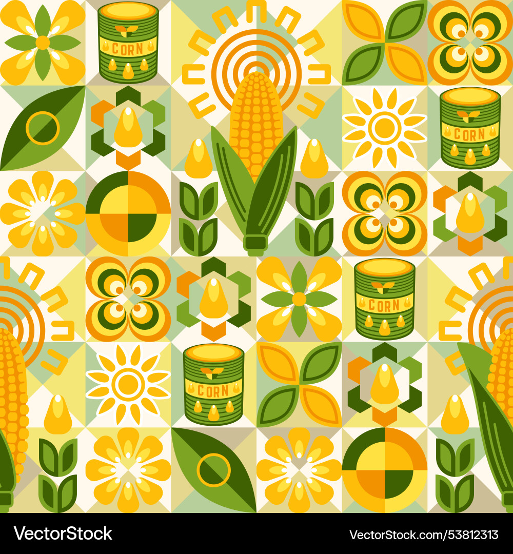 Pattern with icons of corn cob maize kernels Pattern with icons of corn cob maize kernels vector image