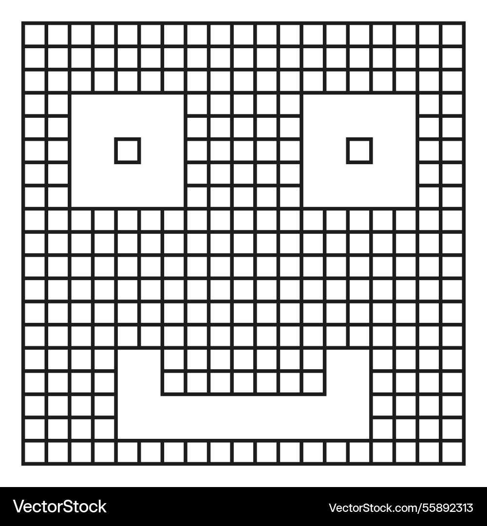 Pixel face icon grid based character simple Pixel face icon grid based character simple vector image