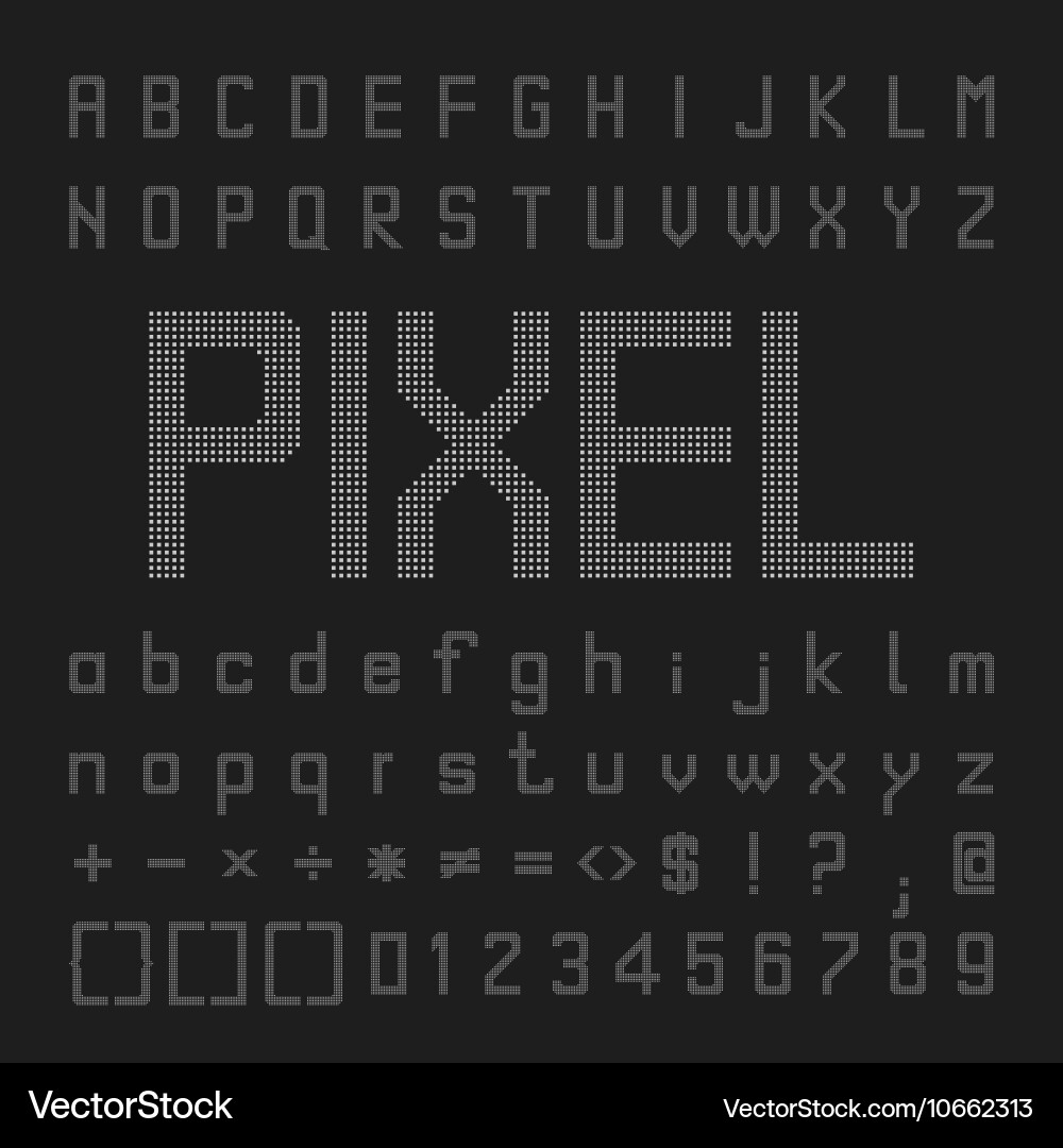 Pixel font design letters and numbers vector image
