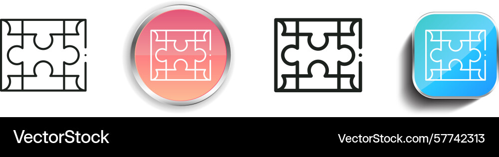 Puzzle icon thin linear regular and button style Puzzle icon thin linear regular and button style vector image