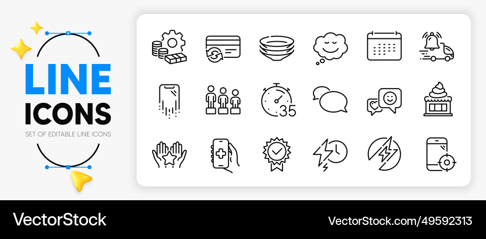 Ranking smile and change card line icons for web Vector Image