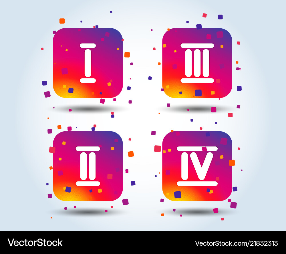 Roman numeral icons number one two three Vector Image