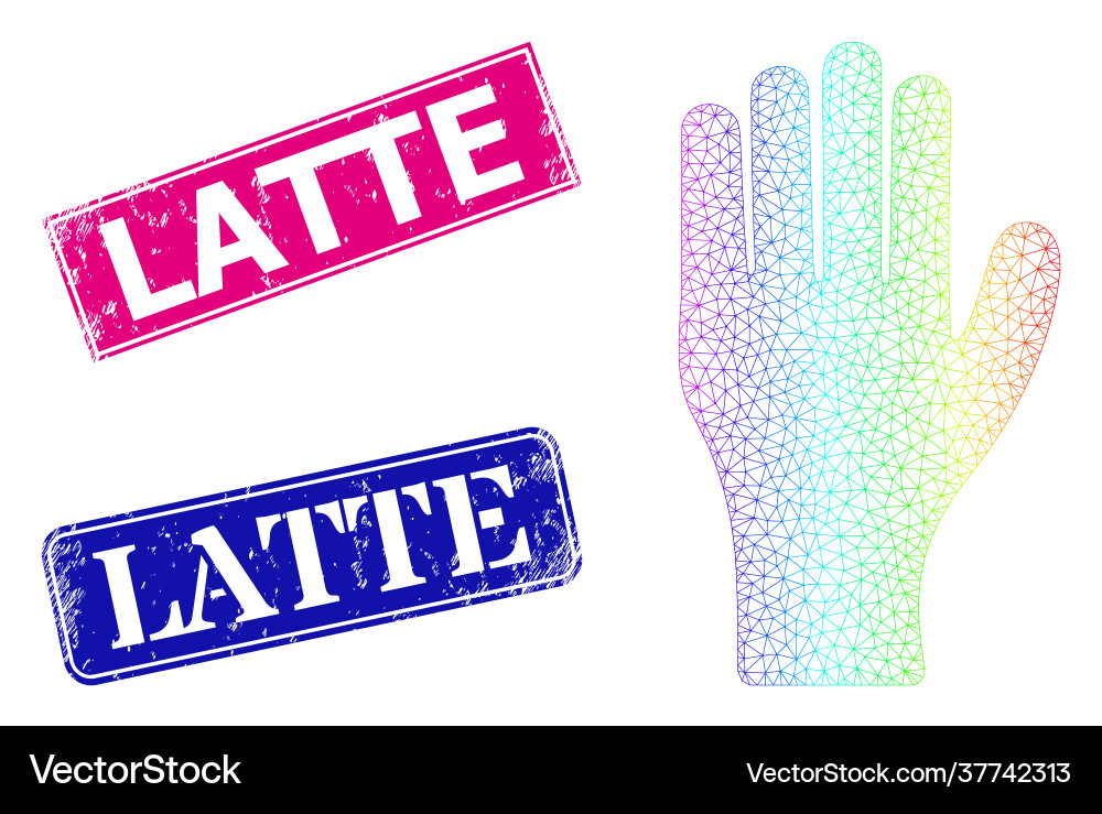 Rubber latte badges and spectrum network gradient Rubber latte badges and spectrum network gradient vector image