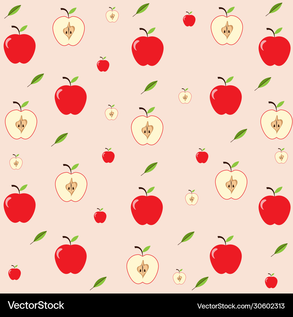 Seamless pattern with apple cute background vector image