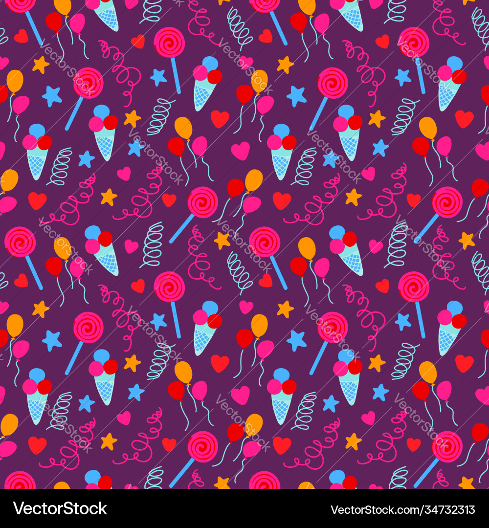 Seamless pattern with birthday party decorative Vector Image
