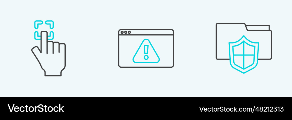 Set line document folder protection fingerprint Vector Image