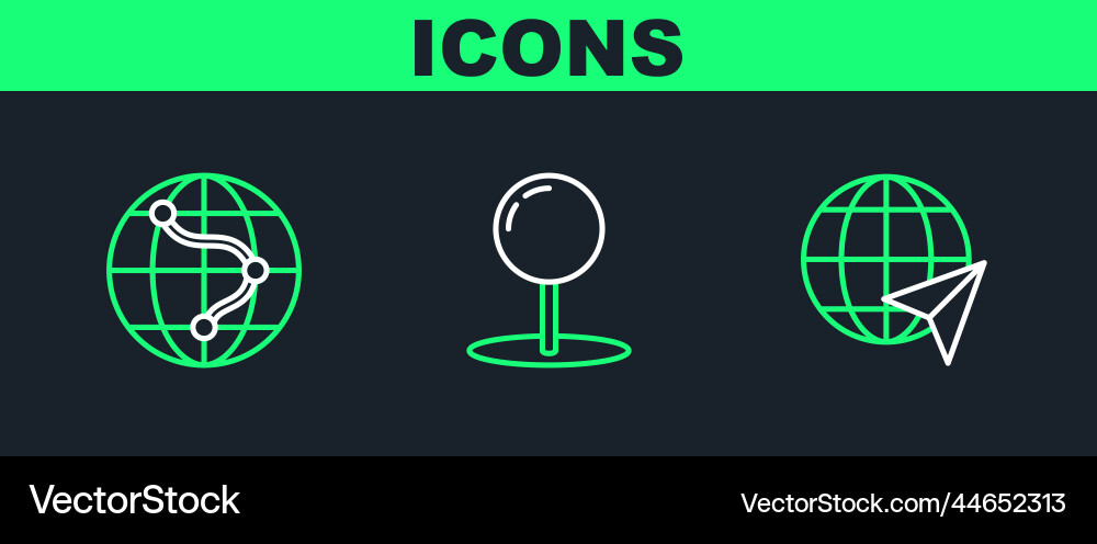Set line location on the globe monitor and folded Vector Image