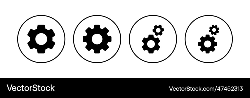 Setting icon set cog settings symbol Setting icon set cog settings symbol Vector Image