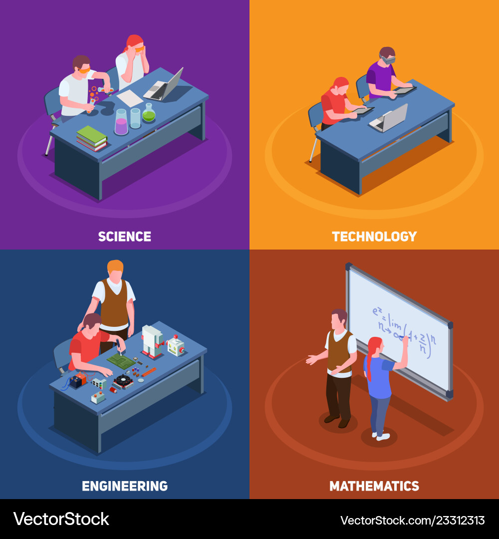 STEM Education Isometric Concept Royalty Free Vector Image