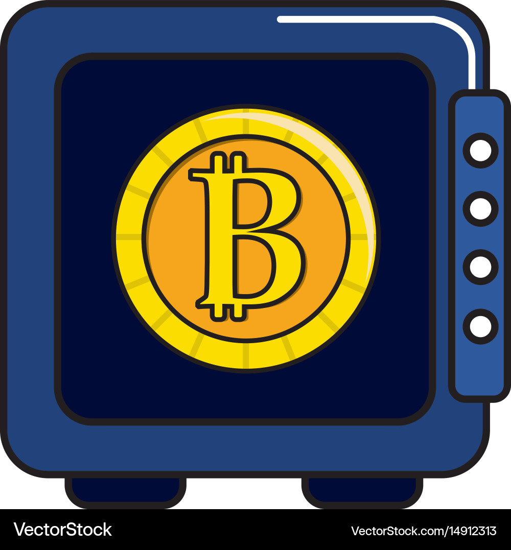 Strongbox open with bitcoin currency inside Vector Image