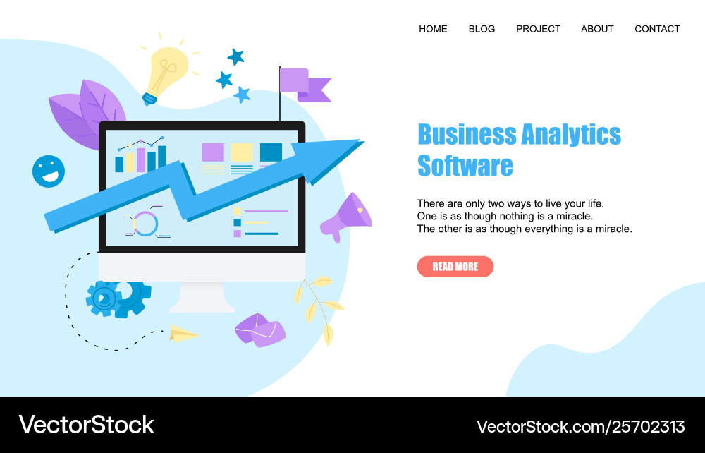 Webpage template business analytics software Vector Image