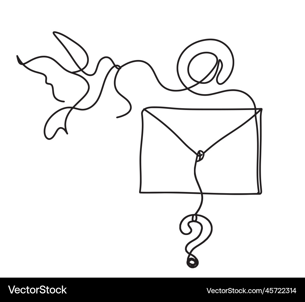 Abstract paper envelope with bird and question Abstract paper envelope with bird and question Vector Image