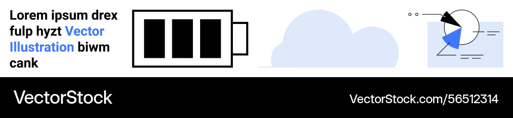 Battery icon cloud shape and data visualization Battery icon cloud shape and data visualization Vector Image