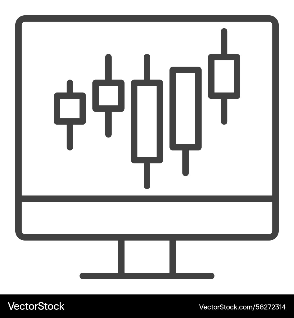 Computer with candlestick trading chart icon Computer with candlestick trading chart icon vector image