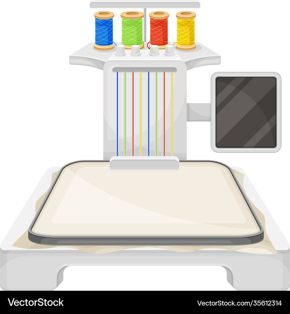 Embroidery machine for creating patterns Embroidery machine for creating patterns vector image