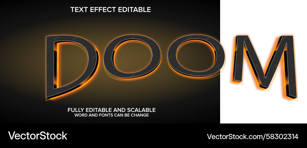 Fiery Doom Text Effect Vector Image