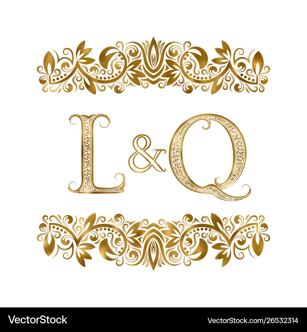 L and q vintage initials logo symbol letters L and q vintage initials logo symbol letters vector image