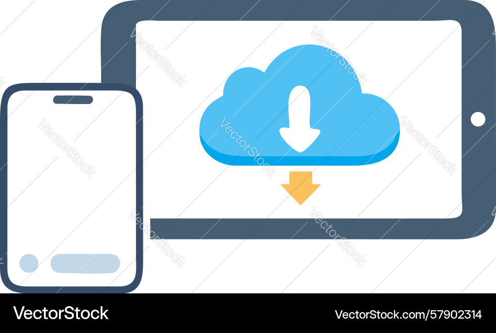Mobile device cloud data sync design generative ai Vector Image