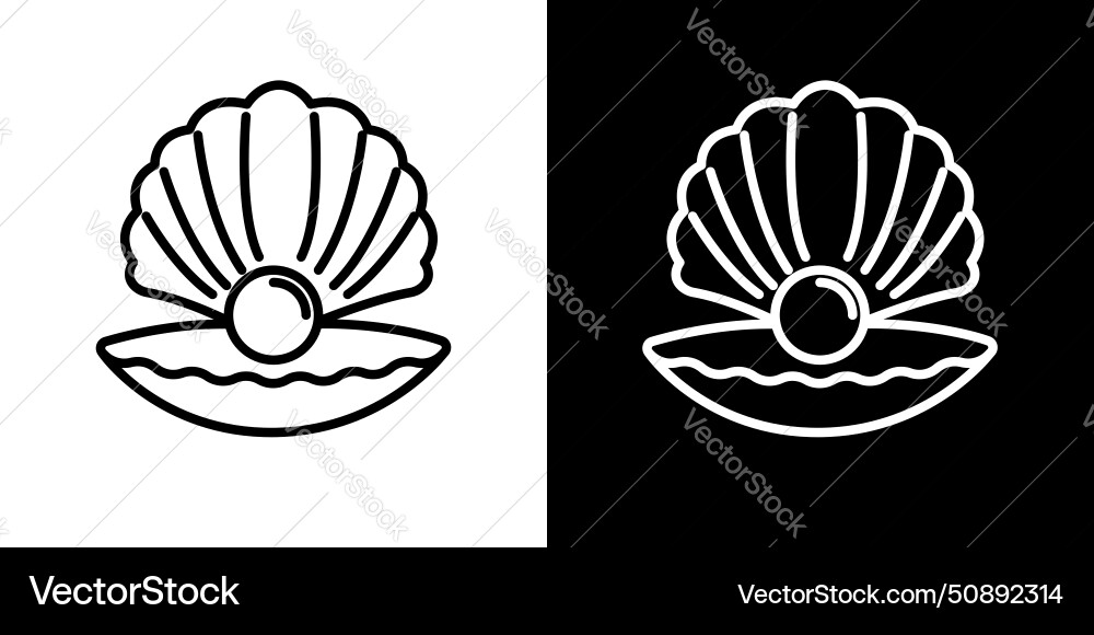 Pearl in the open shell icon set seashell Vector Image
