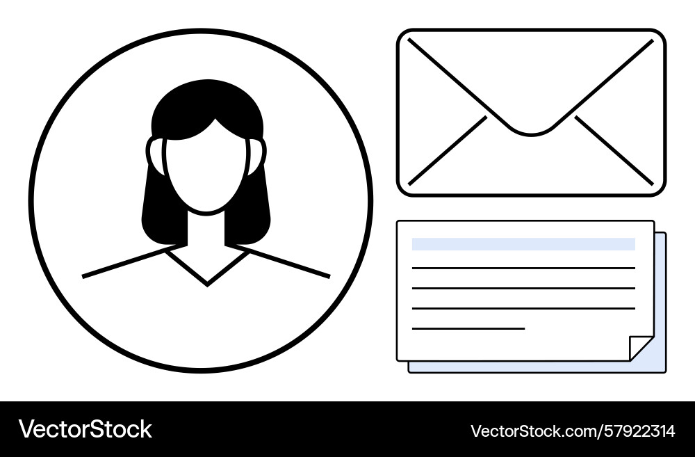 Profile avatar with envelope and document Vector Image