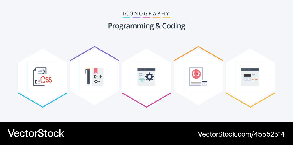 Programming and coding 25 flat icon pack vector image