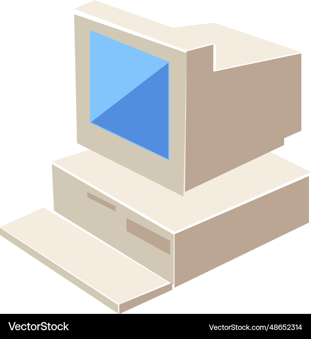 Retro-Computer mit Tastatur und Crit Monitor 80s Retro-Computer mit Tastatur und Crit Monitor 80s vektorbild