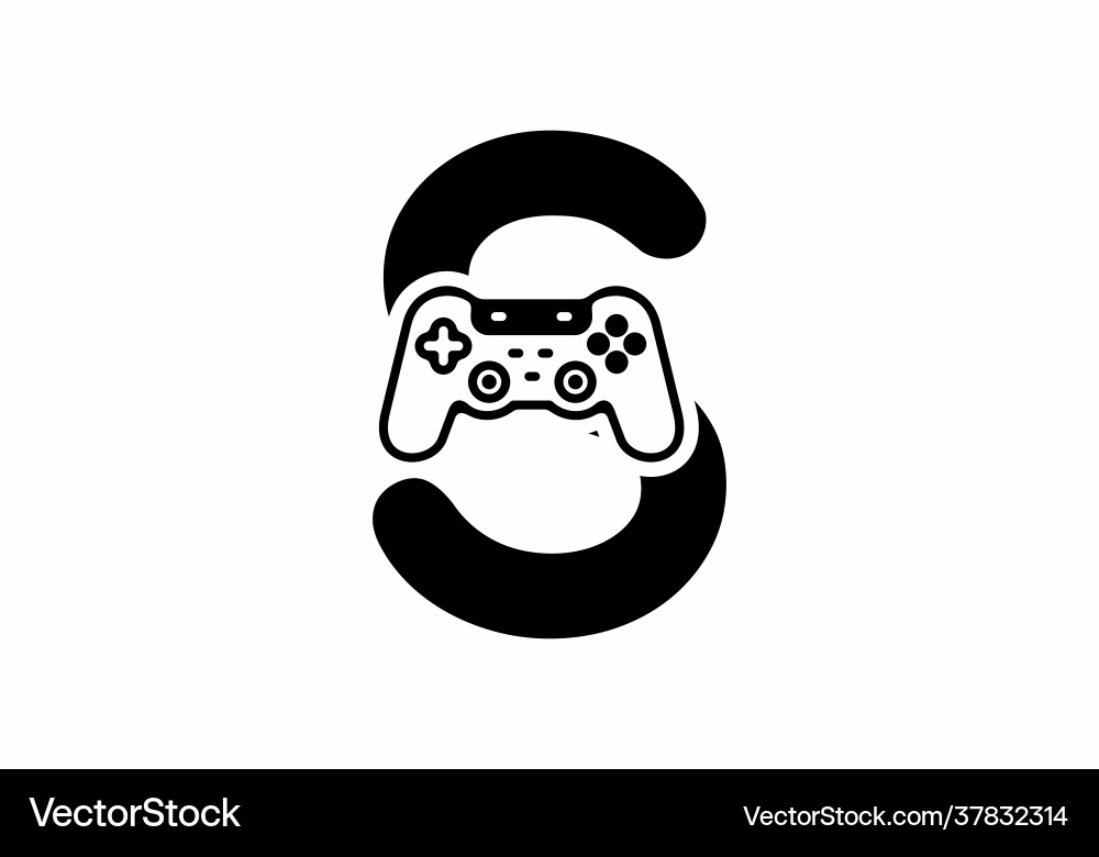 S initial letter with joystick shape Vector Image