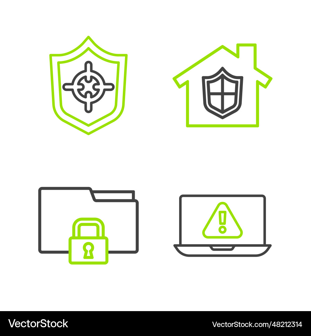 Set line laptop with exclamation mark folder Set line laptop with exclamation mark folder vector image