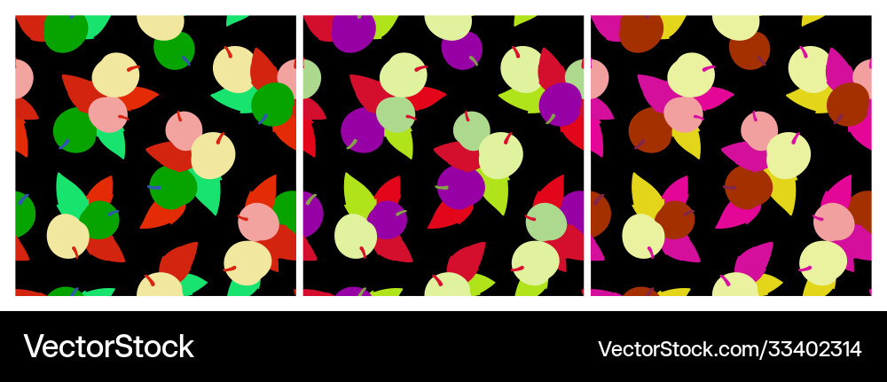 Set seamless botanical patterns with apricots Vector Image