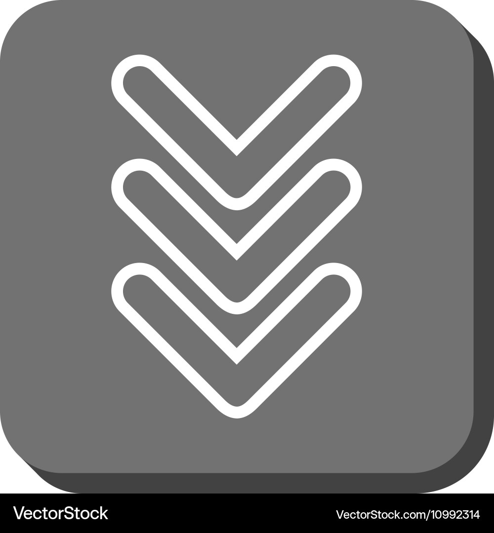 Triple pointer down rounded square icon vector image