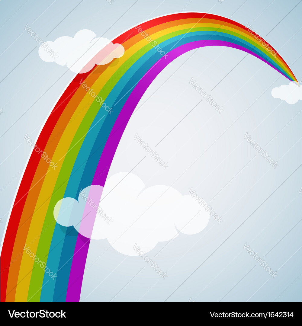 Vibrant Rainbow Over Clouds Royalty Free Vector Image