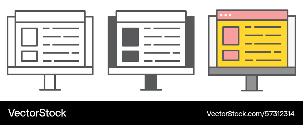 Web design icon collection website and ux monitor Web design icon collection website and ux monitor vector image