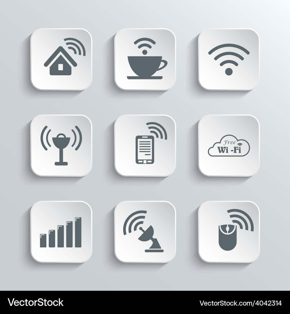 Wireless and wi-fi web icons set vector image