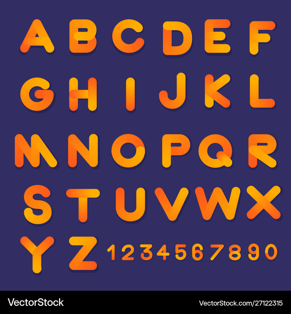 3D Bubble Font - Gradient Color Set vector image